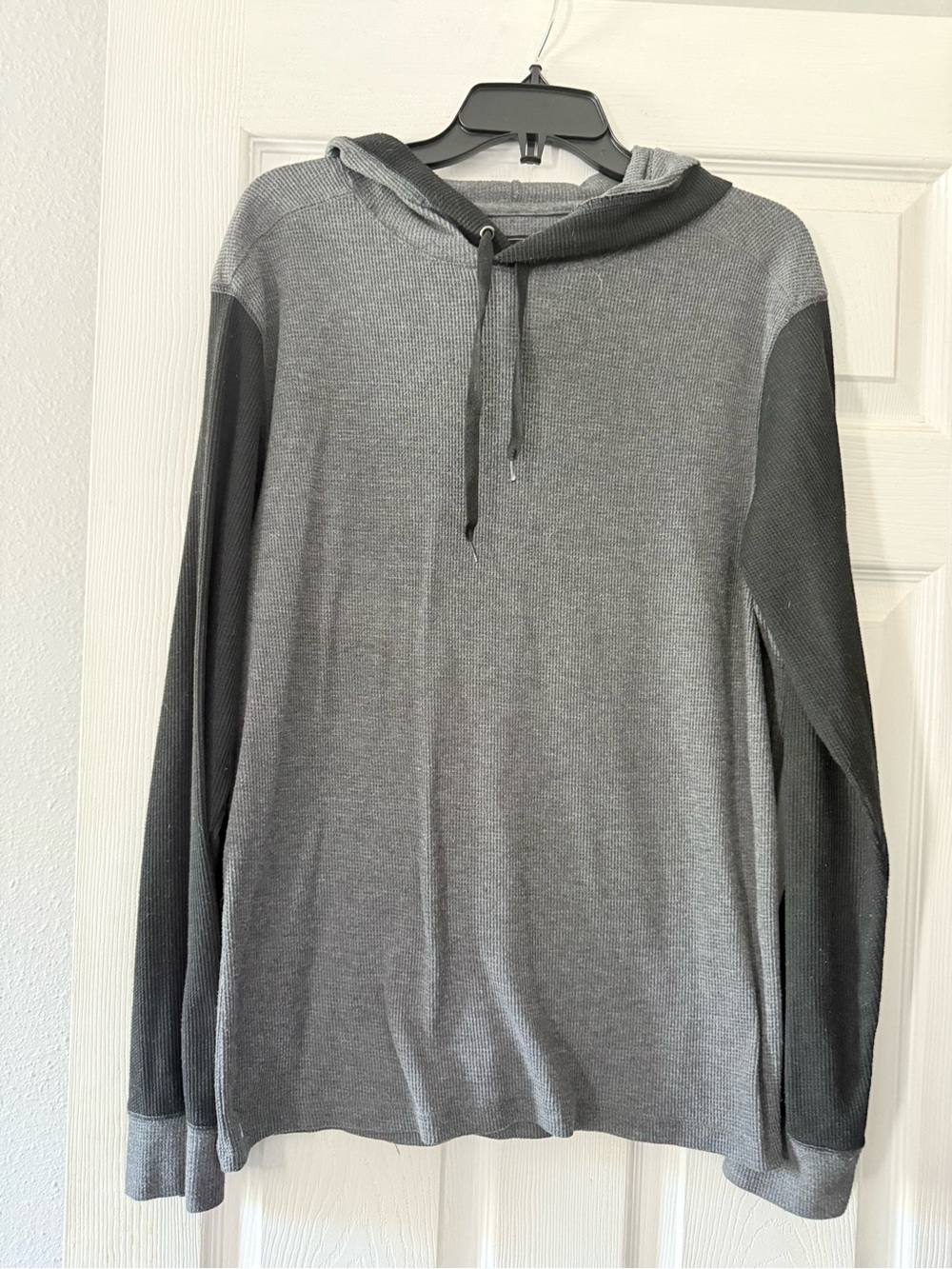 Men's Two-Tone Gray Hooded Knit Pullover